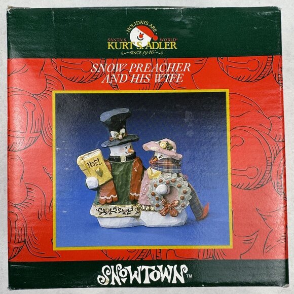 Kurt Adler Snowtown Snow Preacher and His Wife Holiday Figurine Christmas J8772 - Picture 2 of 16